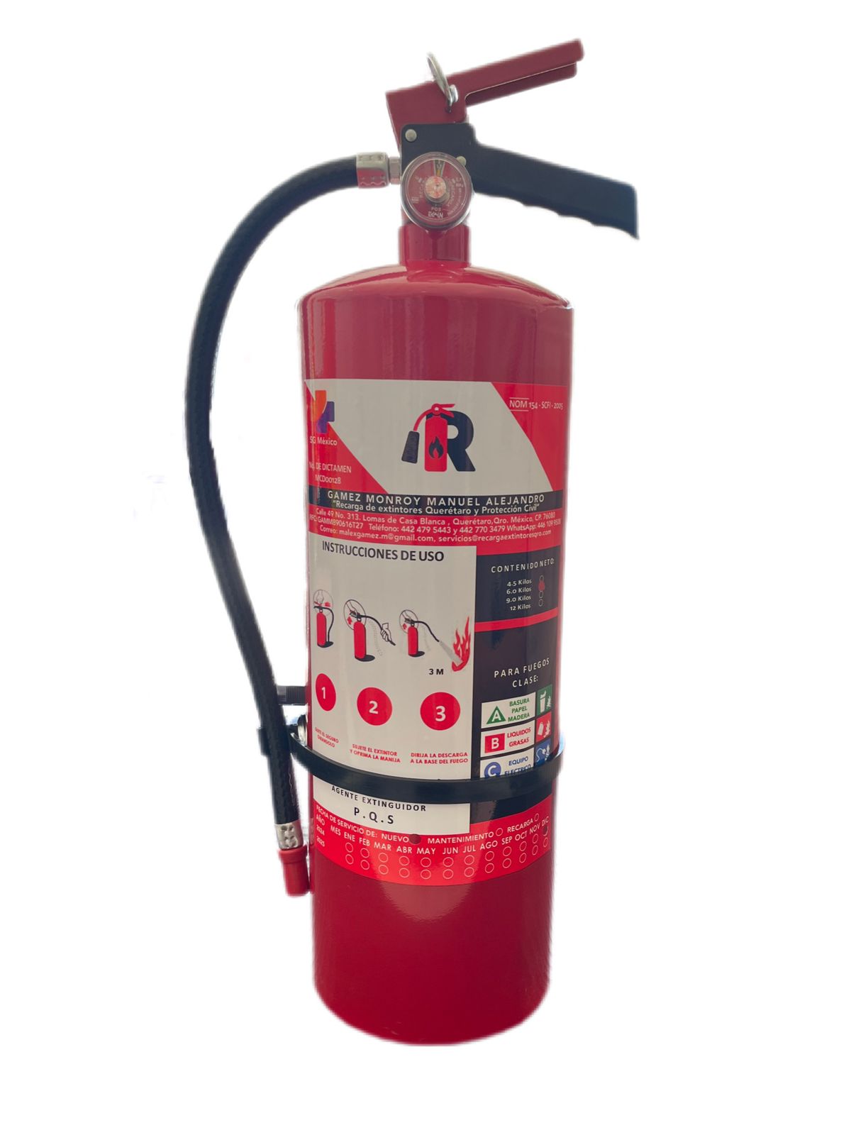 EQUIPO NUEVO EXTINTOR PORTATIL CARGADO PQS 6 KG